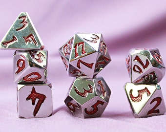 Metal solids Dice Set | Stainless steel color | Dungeons and Dragons | MTG Tabletop Game Dice | dnd dice | d&d dice