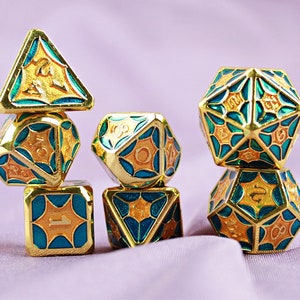 Metal solids Dice Set | Middle Ages Style | Dungeons and Dragons | MTG Tabletop Game Dice