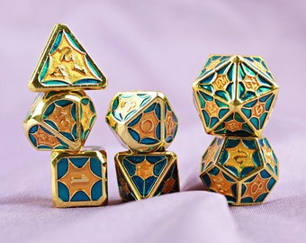 Metal solids Dice Set | Middle Ages Style | Dungeons and Dragons | MTG Tabletop Game Dice