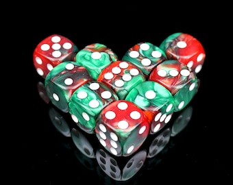 Handmade 16mm D6 Pip Dice, Multi Color 6 Sided Dice for Board Games, Wargaming, DnD, Order 10 Dices and Get a Free Personalized Dice Bag