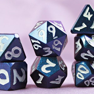 Metal solids Dice Set | Roya blue | Dungeons and Dragons | MTG Tabletop Game Dice | dnd dice | d&d dice