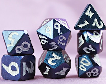Metal solids Dice Set | Roya blue | Dungeons and Dragons | MTG Tabletop Game Dice | dnd dice | d&d dice