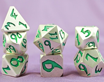 Metal solids Dice Set | emerald green | Dungeons and Dragons | MTG Tabletop Game Dice DND | dnd dice | d&d dice