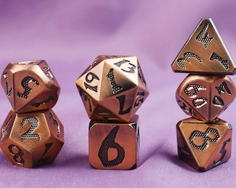 Metal solids Dice Set | Bronze red gold color | Dungeons and Dragons | MTG Tabletop Game Dice | dnd dice | d&d dice