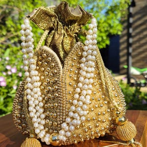 Handmade Embellished Lotus Potli Bag