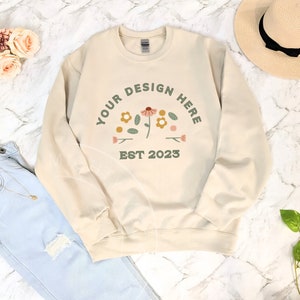 Sand Gildan 18000 Mockup Flat Lay| Flatlay Mockup| Sand Mockup| Sand Sweatshirt| Cute Sweatshirt| Sand 18000| Sand Flat Lay| Sand Sweater