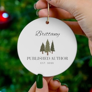 Personalized Author Ornament, Published Author, Author Ornament, Author Gift, Writer Ornament, Book Ornament, Custom Book Ornament,
