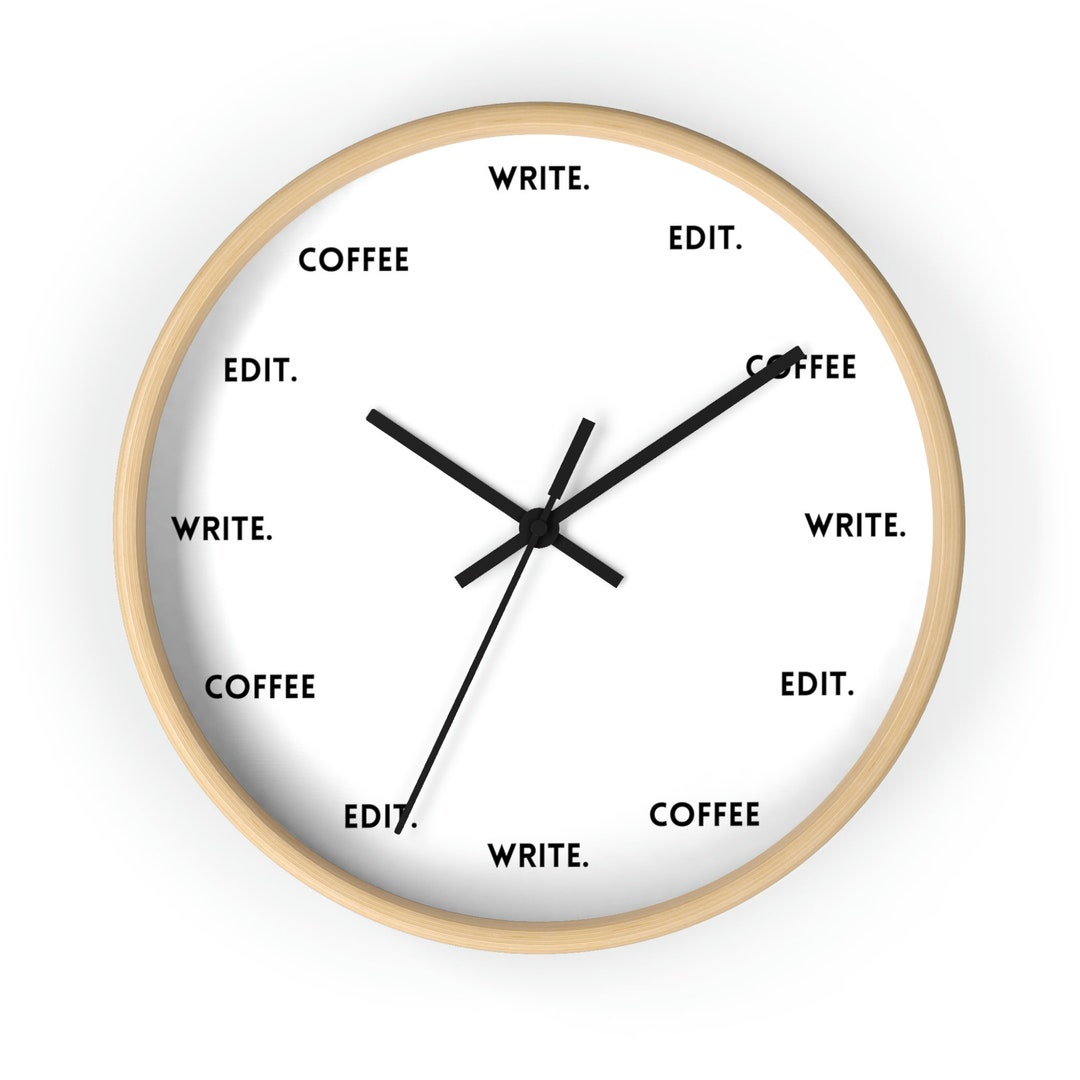 Creative Writing Clock Write Edit Coffee Wall Clock, Authors Wall Clock, Author Gift, Coffee ...