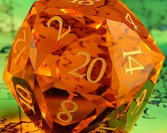 Orange Glass Dnd Dice Full Set|Hand-Polished Star-Shaped Surface| Dnd GM Gift | Gemstone Dnd Dice Gift | Role Playing Games D20 Dice Set