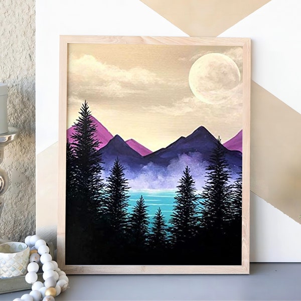 Mountains in the Forest Diamond Painting Kits, Diamond Painting Cross Stitch, Mosaic Embroidery, Wall Decor, Mothers Day Gift for Her