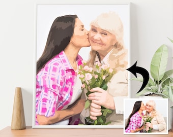 Personalized Mother's Day Gift, Custom Paint by Number Kit, Mothers Portrait, Paint Your Photos, Acrylic Painting, Mothers Day Gifts for Her