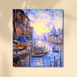 Premium Paint by Numbers Kit Venice Canals Canvas by Numbers 