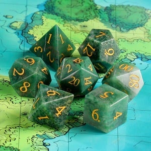 Natural African Jade DnD Dice Set |Gemstone Dnd Dice Set|| Dnd GM Gift | Gemstone Dnd Dice Gift | Role Playing Games D20 Dice Set