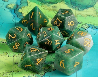 Natural African Jade DnD Dice Set |Gemstone Dnd Dice Set|| Dnd GM Gift | Gemstone Dnd Dice Gift | Role Playing Games D20 Dice Set
