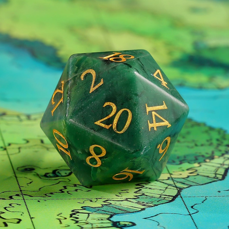 Natural African Jade DnD Dice Set |Gemstone Dnd Dice Set|| Dnd GM Gift | Gemstone Dnd Dice Gift | Role Playing Games D20 Dice Set One D20 Dice
