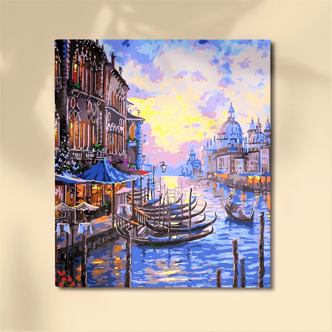 Italy Venice, Paint by Numbers Kit, DIY Painting on Canvas Coloring by