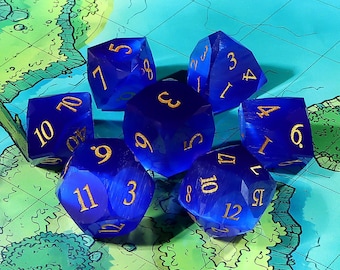 Blue Cat's Eyes DnD Dice Set Star Faceset Multi-faceted Prism Dice Dungeons and Dragons Tabletop Gaming RPG DND Role Polyhedra Gming D20