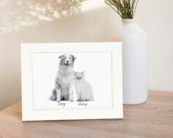 Custom Pencil Sketch Pet Portrait, Personalized Pet Portrait from Photo, Pet Loss Memorial, Pet Painting, Minimalist Art, Dog Lover Gifts