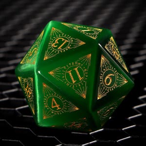 Dice Set |Green Cat&#39;s Eye Dnd Dice Set|Norse Mythology Style Symbols| Dnd GM Gift | Gemstone Dnd Dice Gift | Role Playing Games D20 Dice Set