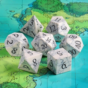 Full Set White Turquoise Dnd Dice Set|Gemstone Dice Dnd GM Gift | Gemstone Dnd Dice Gift | Role Playing Games D20 Dice Set