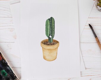 Potted Cactus Paint by Number Kit, Painting on Canvas, Kids Adult Crafting Kit, Minimalist Wall Hanging, Room Decor, Gift for New Home