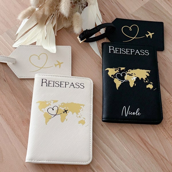 Reisepass Etui // Reisepasshülle personalisiert + Kofferanhänger // Travel Set // Passhülle // Reisepasshülle Leder // Camping // Weltreise