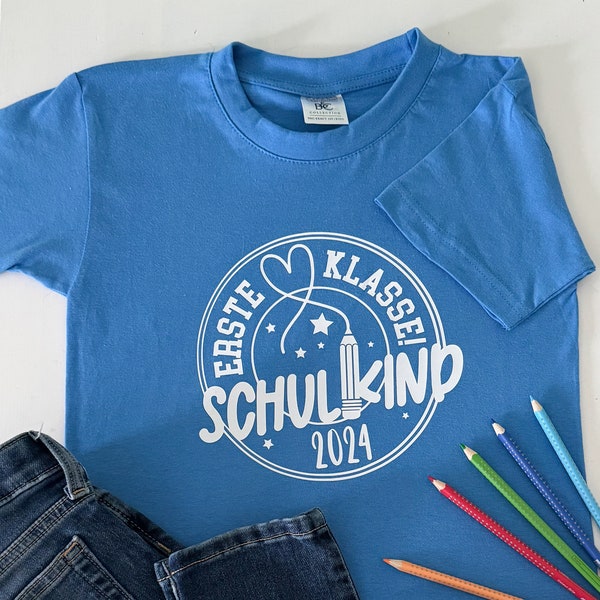 T Shirt Schulkind // T Shirt Einschulung // 1 Schultag Outfit // Schulanfangsgeschenke // Geschenk für Einschulung // blau