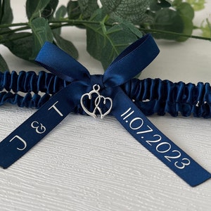 personalisiertes Strumpfband I Strumpfband Hochzeit I Strumpfband blau I Strumpfband I Strumpfband personalisiert I etwas blaues I Braut Bild 6