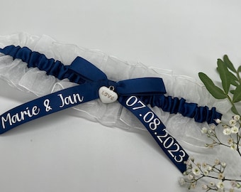 Geschenk Trauzeugin an Braut // Strumpfband Hochzeit // personalisiertes Strumpfband // blaues Strumpfband // blaues zur Hochzeit