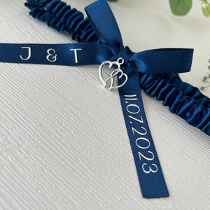 personalisiertes Strumpfband I Strumpfband Hochzeit I Strumpfband blau I Strumpfband I Strumpfband personalisiert I etwas blaues I Braut Bild 2