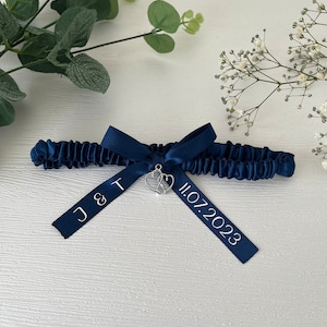 personalisiertes Strumpfband I Strumpfband Hochzeit I Strumpfband blau I Strumpfband I Strumpfband personalisiert I etwas blaues I Braut Bild 7