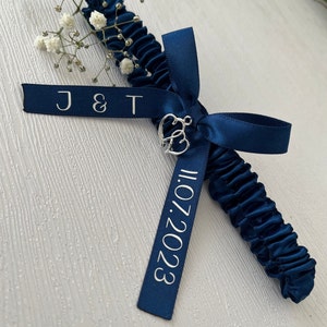 personalisiertes Strumpfband I Strumpfband Hochzeit I Strumpfband blau I Strumpfband I Strumpfband personalisiert I etwas blaues I Braut Bild 4