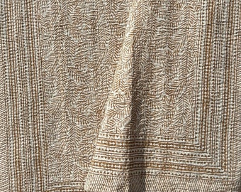 Indian Kantha Quilt, Handmade Floral Hand Block Print Cotton Sheet Bedspread, king Queen Twin Size Kantha Quilt, Kantha Coverlet Throw