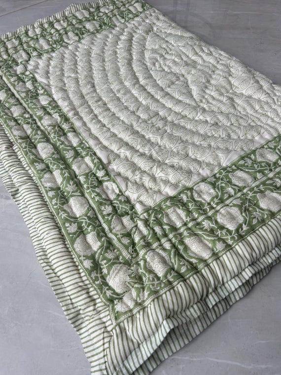 ハンドブロックプリントキルト ベビーキルト