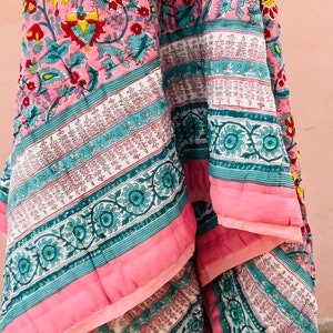 Indian Razai, Queen Block Print Quilt, Printed Reversible Razai, Cotton Quilt, Handmade Floral Quilt, Jaipuri razai,New Floral Print Quilt image 5