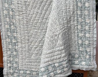 Block Print King Size Indian Quilt, Reversible Cotton Hand Stitch Floral Boho Quilt, Jaipuri Modern Bed Cover Quilted Bedspread, Home Decor