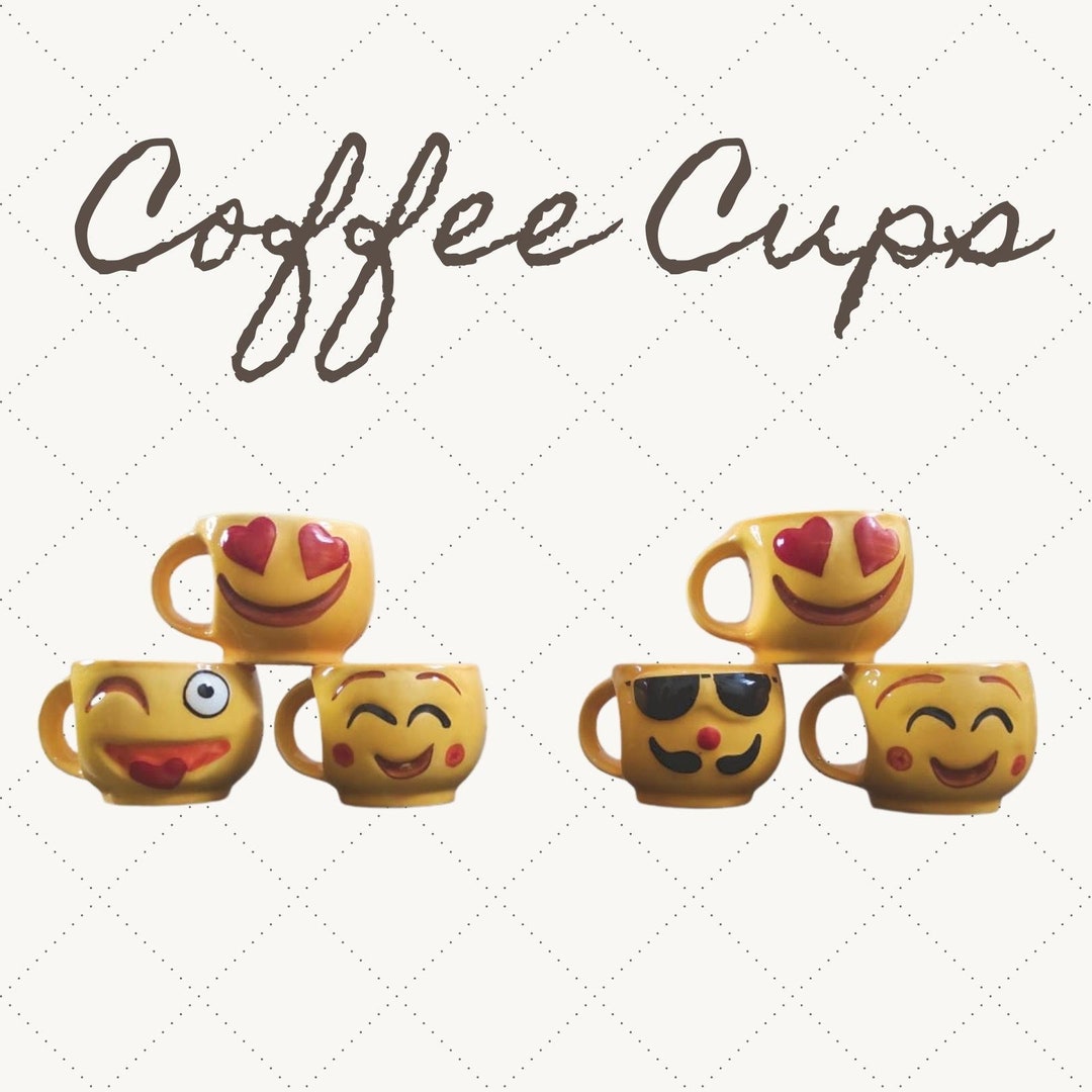 Emoji Tea Cup Set Adorable Emoticon Design for Fun Tea Time Etsy