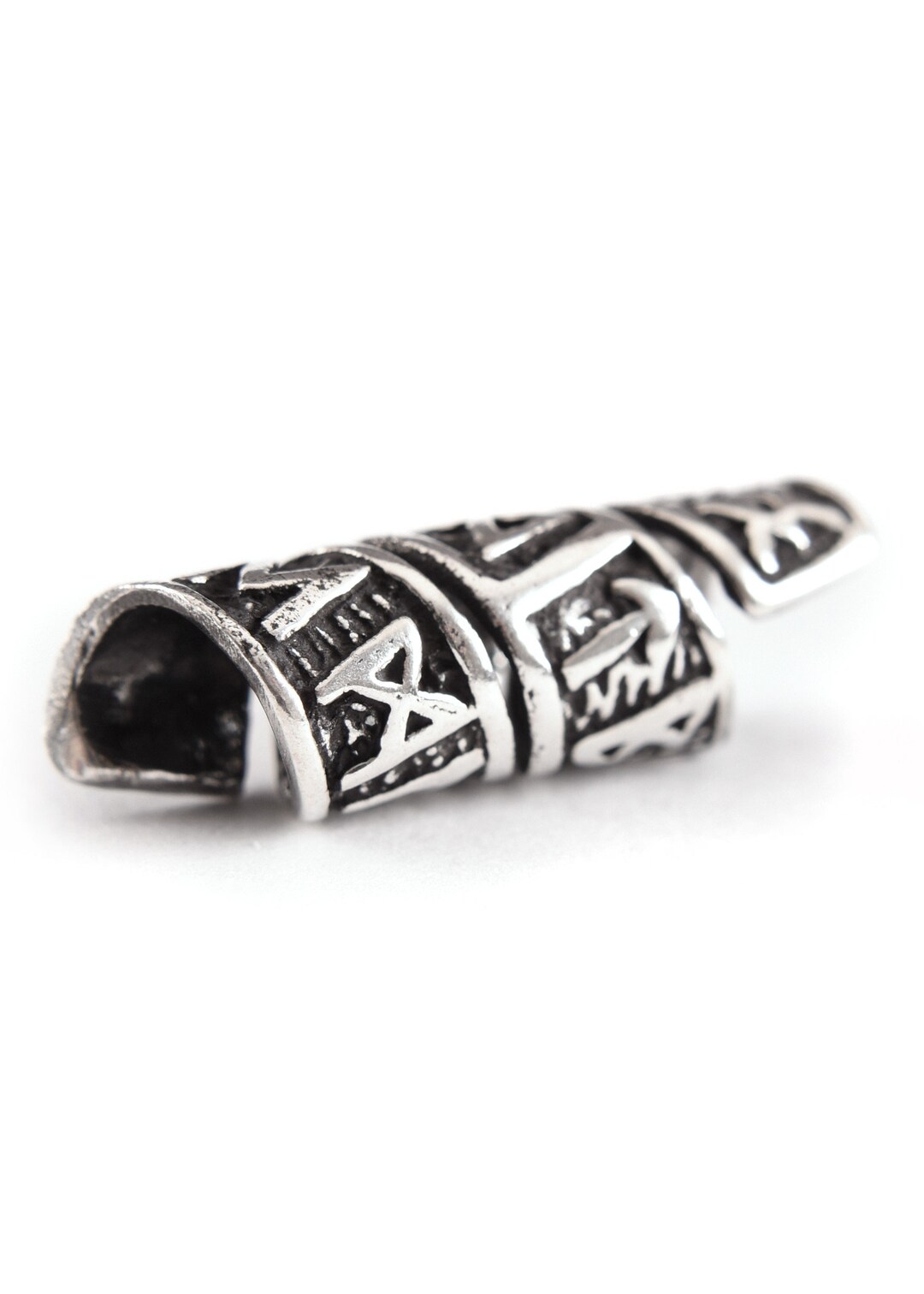Spiraled Beard Bead / Hair Bead With Runes Silver Etsy
