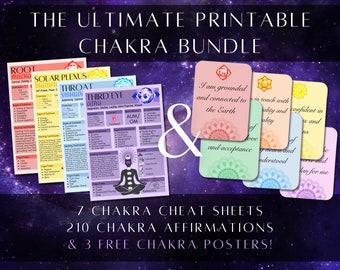 The Ultimate Chakra Printable Bundle | Chakra Cheat Sheets | Chakra Affirmations | Chakra Posters | Chakra Printable