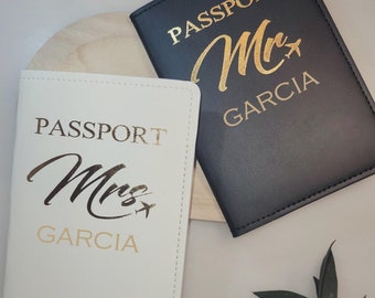 Protège Passeport Duo, cadeau mariage, étui passeport Mr et Mme, cadeau personnalisé, cadeau mariage, cadeau couple, étui personnalisé