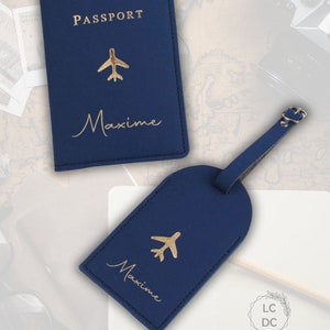 Protège passeport, étiquette bagage personnalisés, voyage, porte document, badge valise, globe trotteur, cadeau personnalisé, étui passeport police -3