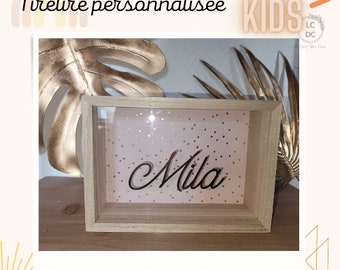 Tirelire personnalisée - cadeau personnalisé, cadeau naissance, anniversaire, baptême, fille, garcon, tirelire bois, tirelire cadre,