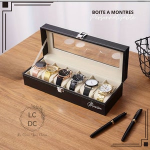 Boîte montres personnalisée, montres, cadeau homme, témoin, cadeau femme, cadeau personnalisé, sombre, minimaliste, élégant, image 1