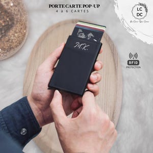 Porte-cartes personnalisé, pop-up, portefeuille, blocage RFID, homme et femme. minimaliste, cadeau personnalisé, cadeau saint valentin