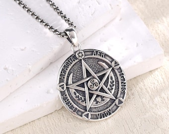 Sterling Silver Pentagram Necklace, Antique Witch Pentacle Pendant, Sacred Witchcraft Amulet Gift, Embrace The Power of Wiccan Spirituality