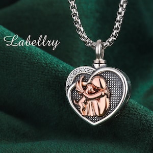 Memorial Pet Cremation Necklace, Hugging Your Pet Memorial Gift, Sterling Silver Heart Pendant for Dog Ashes, Unique Gift for Dog Lovers