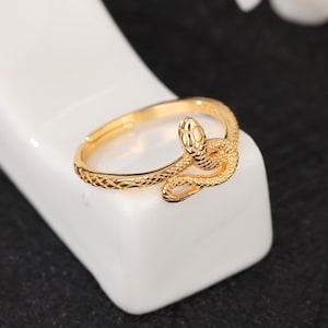 Ormring i guld, ormringar i 925 sterlingsilver, justerbar ormring i iögonfallande stil, djurring, handgjorda smycken, jubileumspresent till henne