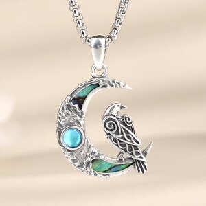 Collana Donna In Argento 925 Con Ciondolo Corvo Celtico E Gufo | Gioiello Mistico AINFQY | Regalo Originale