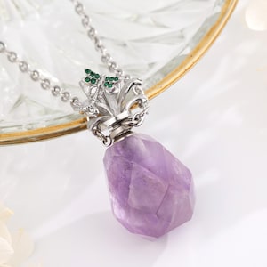 Amethist aromatherapie diffuser ketting: kristallen parfumflesje
