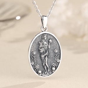 Sterling Silver Persephone Necklace, Queen of the Underworld and Goddess of Spring Pomegranate Pendant, Witchy Jewelry, Birthday Gift Her